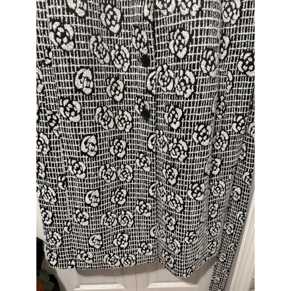 Soft Surroundings 2X NWT Black White Floral Jacquard Belted Long Coat - Picture 5 of 12